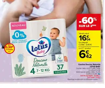 Carrefour Market Couches Douceur Naturelle Lotus Baby offre