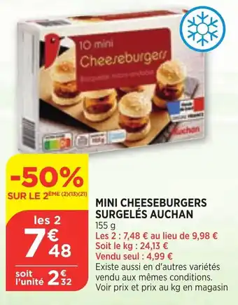 Bi1 Mini Cheeseburgers Surgeles Auchan offre