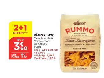 Bi1 Pates Rummo offre