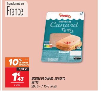 Netto Mousse De Canard Au Porto Netto offre