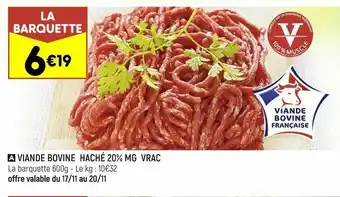 Leader Price Viande bovine haché 20% mg vrac offre