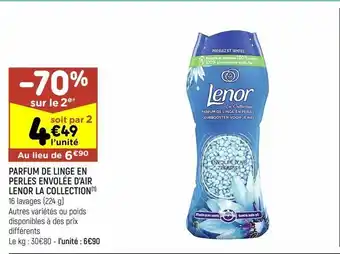 Leader Price Parfum de linge en perles envolée d'air lenor la collection offre