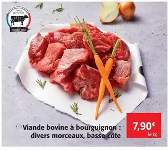 Colruyt Viande bovine à bourguignon divers morceaux, basse côte offre