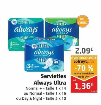Colruyt Serviettes always ultra offre