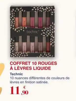 Coffret 10 rouges à lèvres liquide technic