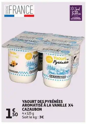 Yaourt Des Pyrénées Aromatisé à La Vanille X4 Cazaubon