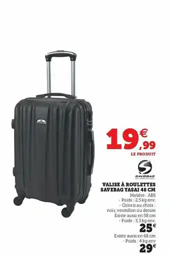 Hyper U Valise à Roulettes Savebag Yasai 48 Cm offre