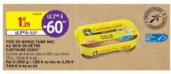 Intermarché Contact Foie De Morue Fumé Msc Au Bois De Hêtre Capitaine Cook offre