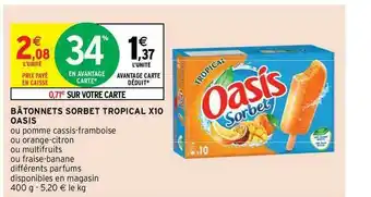 Intermarché Contact Bâtonnets Sorbet Tropical X10 Oasis offre