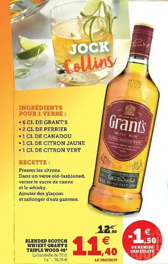 U Express Blended Scotch Whisky Grant's Triple Wood 40° offre