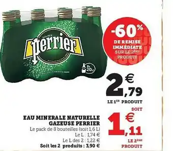 U Express Eau Minérale Naturelle Gazeuse Perrier offre