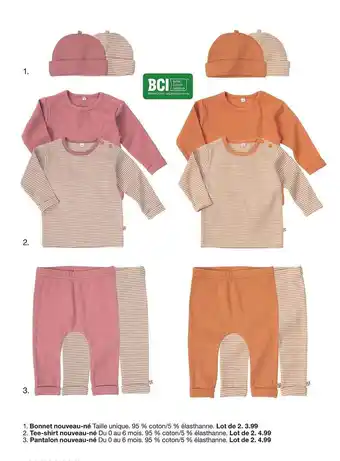 Zeeman Bonnet Nouveau-né, Tee-shirt Nouveau-né, Pantalon Nouveau-né offre