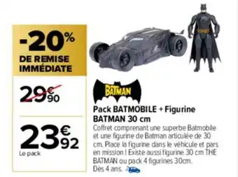 Carrefour Pack Batmobike + Figurine Batman 30 cm offre