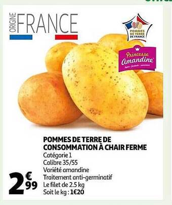 Auchan Pommes de terre de consommation à chair ferme offre