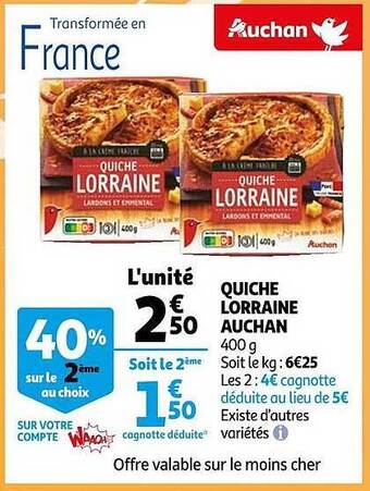 Auchan Quiche lorraine auchan offre