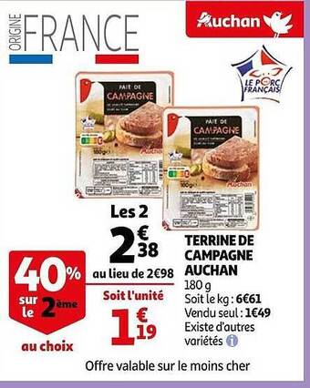 Auchan Terrine de campagne auchan offre