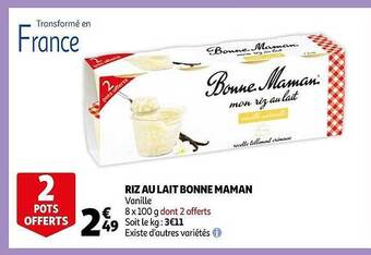 Auchan Riz au lait bonne maman offre