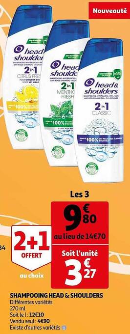 Auchan Shampooing head&shoulders offre