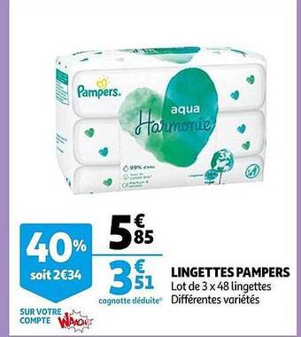 Auchan Lingettes pampers offre