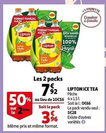Auchan Lipton ice tea pêche offre