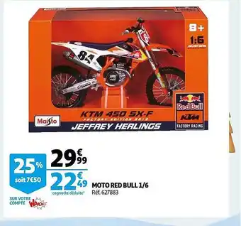 Auchan Moto red bull 1:6 maisto offre