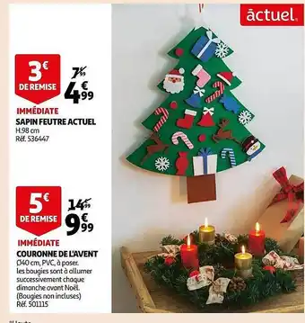 Auchan Sapin feutre actuel ou couronne de l'avent offre
