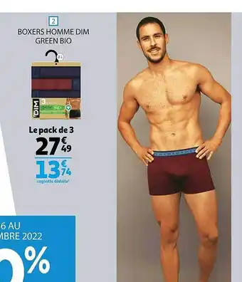 Auchan Boxers homme dim green bio offre