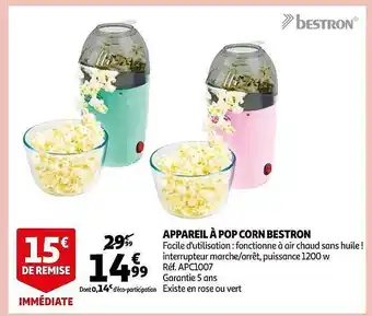 Appareil Ă pop corn bestron
