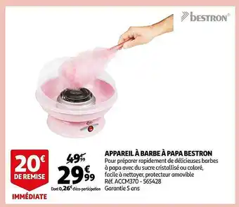 Auchan Appareil à barbe à papa bestron offre
