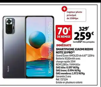 Auchan Smartphone xiaomi redmi note 10 pro offre