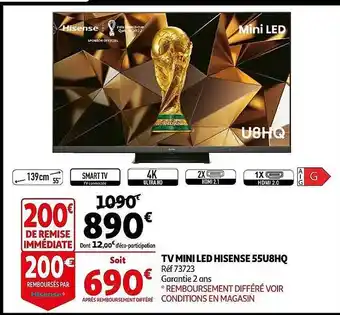 Auchan Tv mini led hisense 55u8hq offre