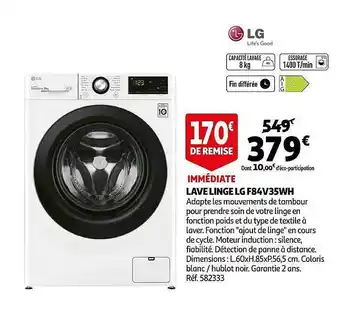 Auchan Lave linge lg f84v35wh offre