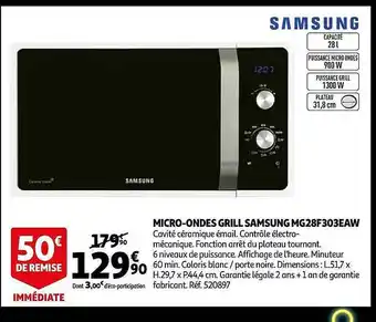 Micro-ondes grill samsung mg28f303eaw
