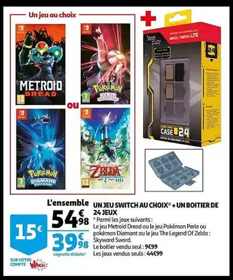 Auchan Un deux switch au choix + un boitier de 24 jeux offre