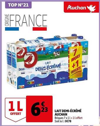 Auchan Lait demi-écrémé auchan offre
