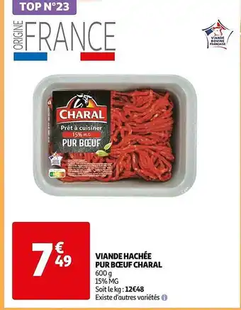 Auchan Viande hachée pur bœuf charal offre