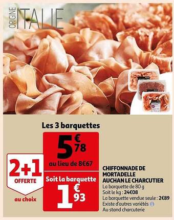 Auchan Chiffonnade de mortadelle auchan le charcutier offre