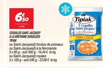 Netto Coquilles saint-jacques a la bretonne surgelees tipiak offre