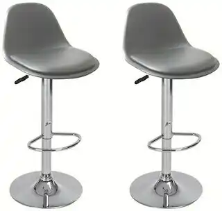 LOT DE 2 TABOURETS DE BAR SMITH GRIS
