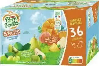 Géant Casino Pom’ Potes sans sucres ajoutés verts et 5 fruits exotiques offre