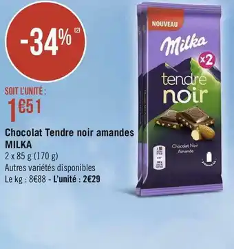 Chocolat Tendre noir amandes