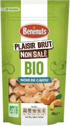 Géant Casino Noix de cajou Plaisir Brut Non Salé Bio offre