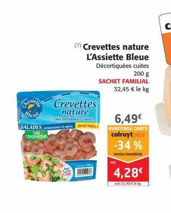 Colruyt Crevettes nature l'assiette bleue offre
