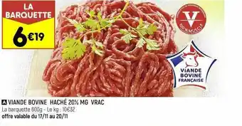 Leader Price Viande bovine haché 20% mg vrac offre