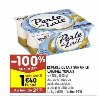 Perle de lait sur un lit caramel yoplait