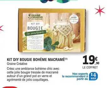 E.Leclerc Kit diy bougie bohème macramé graine créative offre