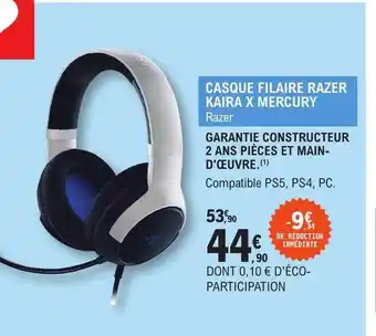 E.Leclerc Casque filaire razer kaira x mercury razer offre