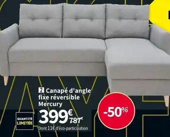 Conforama Canapé d'angle fixe réversible mercury offre
