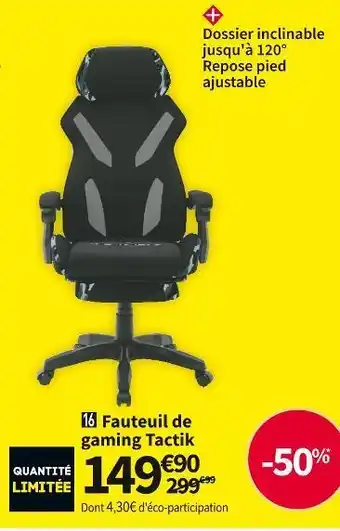 Conforama Fauteuil gaming bicolore tactik offre