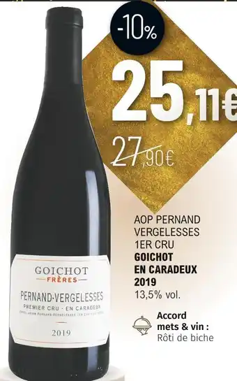 La Vignery Goichot en caradeux aop pernand vergelesses 1er cru 2019 offre